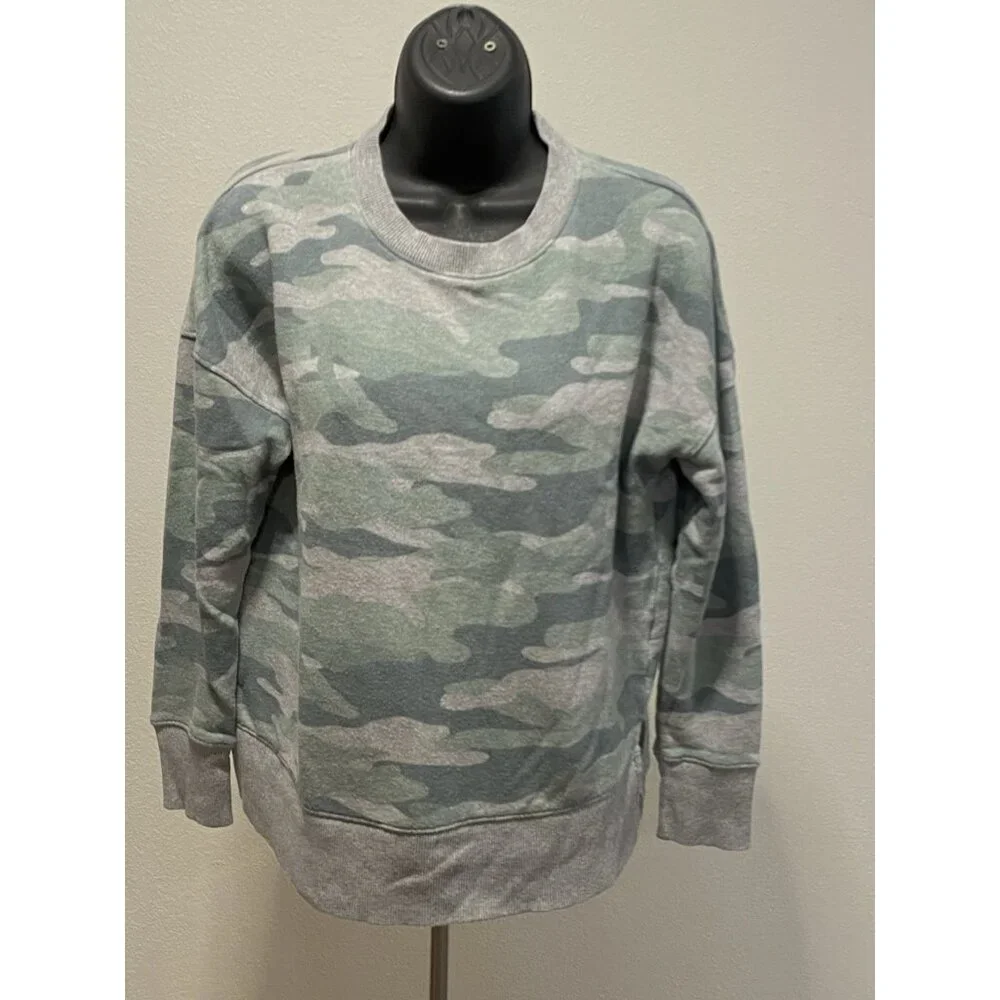 Time and Tru Womens S (4-6) Top Thin Sweatshirt Cotton Blend Camo Oversized - Picture 1 of 9